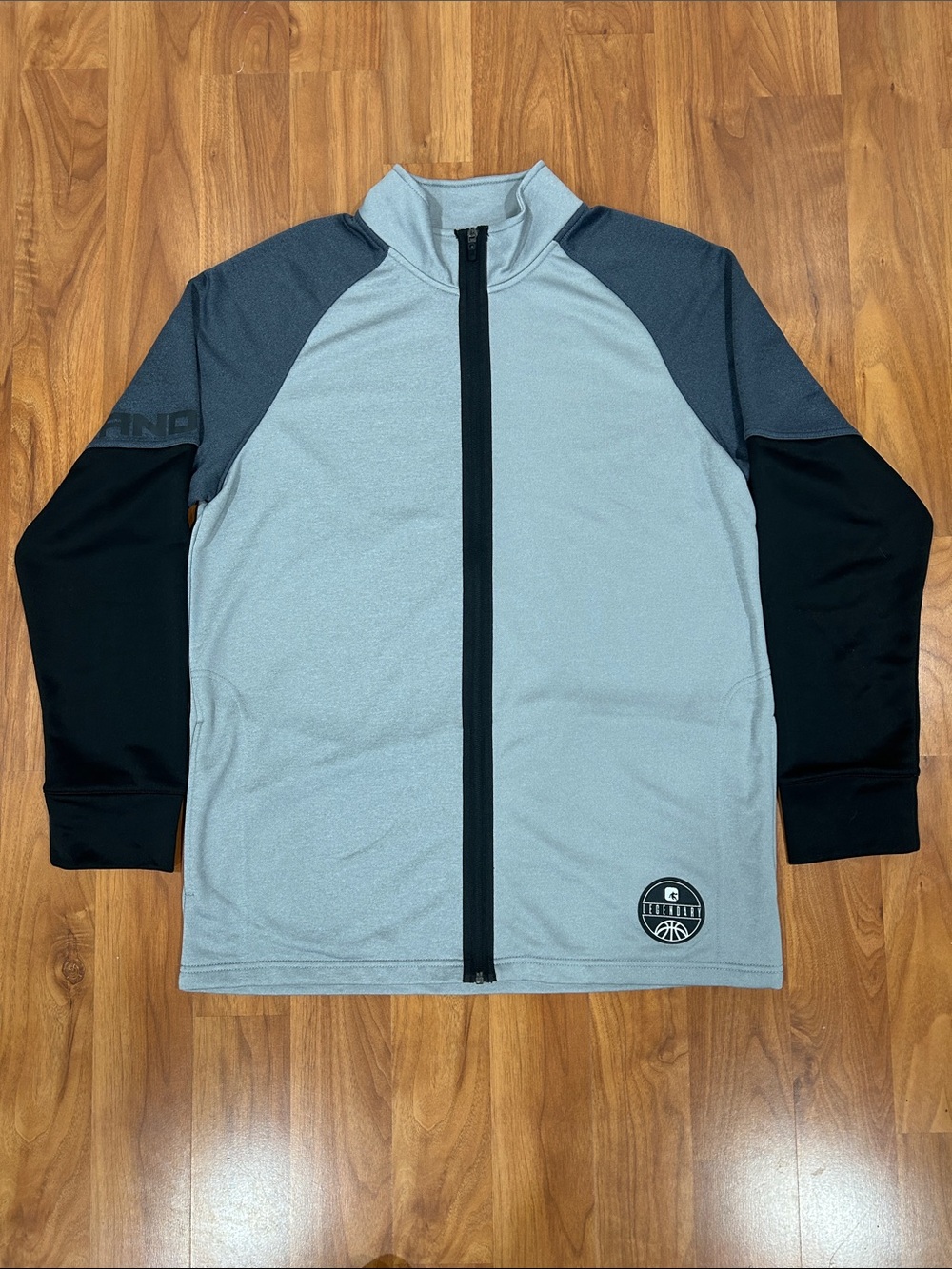 And1 Light Gray and Black Raglan Zip-Up Jacket